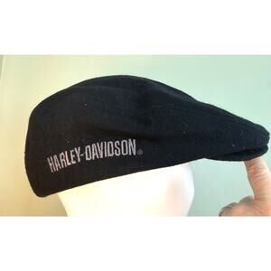 Vintage Harley Davidson Wool Biker Ivy Cap Emroidered Logo Black Gray Mens XL